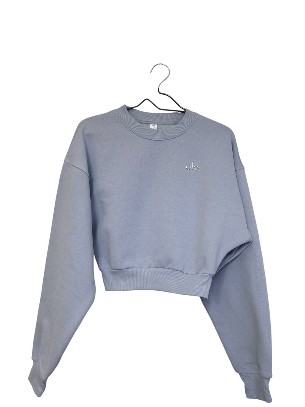 Alo Yoga Accolade Cropped Crewneck Sweatshirt Size S Small NWOT Periwinkle Blue